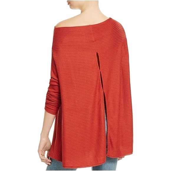 Free People Lover Rib Split Back Knit Sweater - Rust, Terracotta - Picture 2 of 10